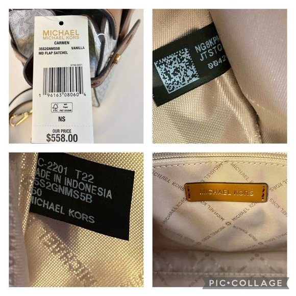 Michael Kors Purse Carmen Medium Flap Satchel shoulder bag vanilla - Picture 7 of 11